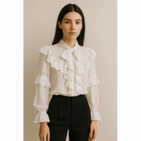 camicia con volant realizzata con orlo a rullino