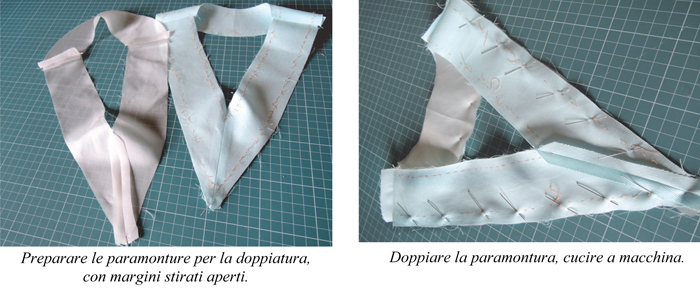 preparare la paramontura sulla scollatura a V