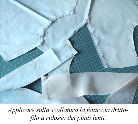 applicare sulla scollatura a V la fettuccia