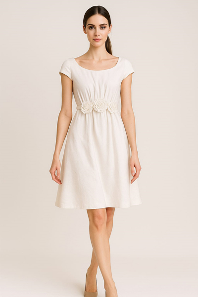 abito bianco a vita alta