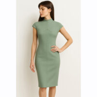 abito salvia con dettagli sartoriali che fanno la differenza