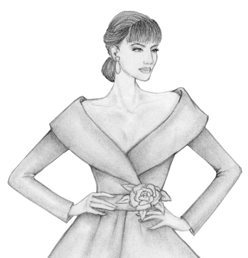modello elegante con collo revers