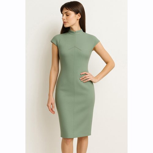 abito salvia con dettagli sartoriali che fanno la differenza